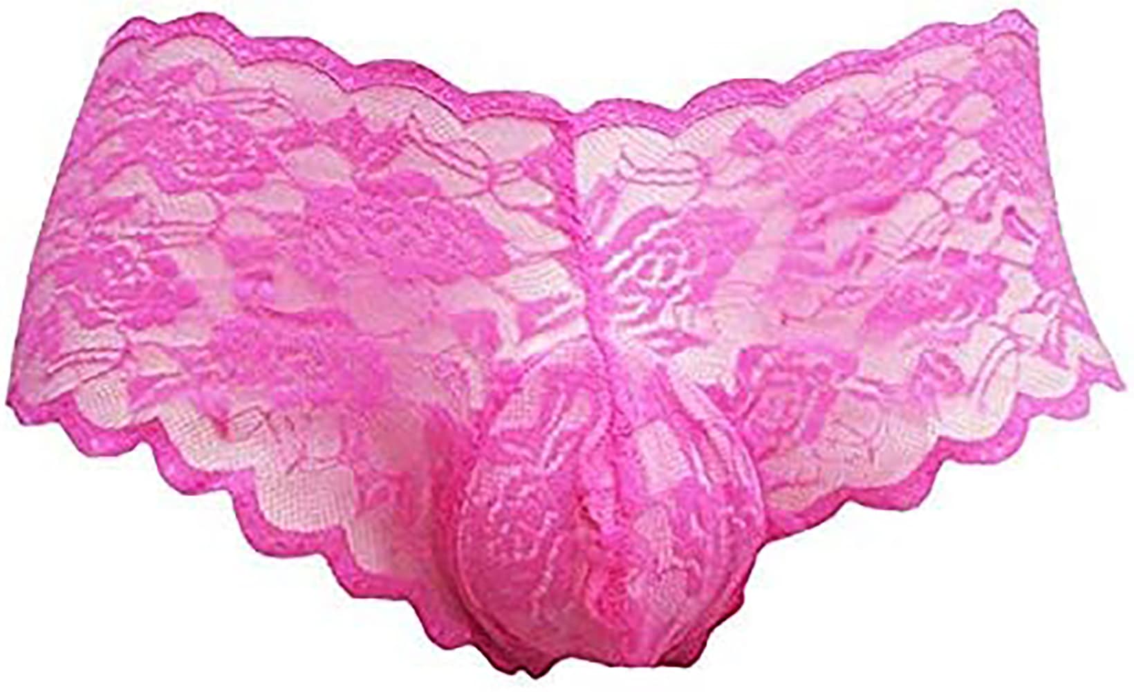 Men's Girly Lace Thong Enhancement Bag Bikini Sexy Breathable Printed Underwear Men's Lace Panties