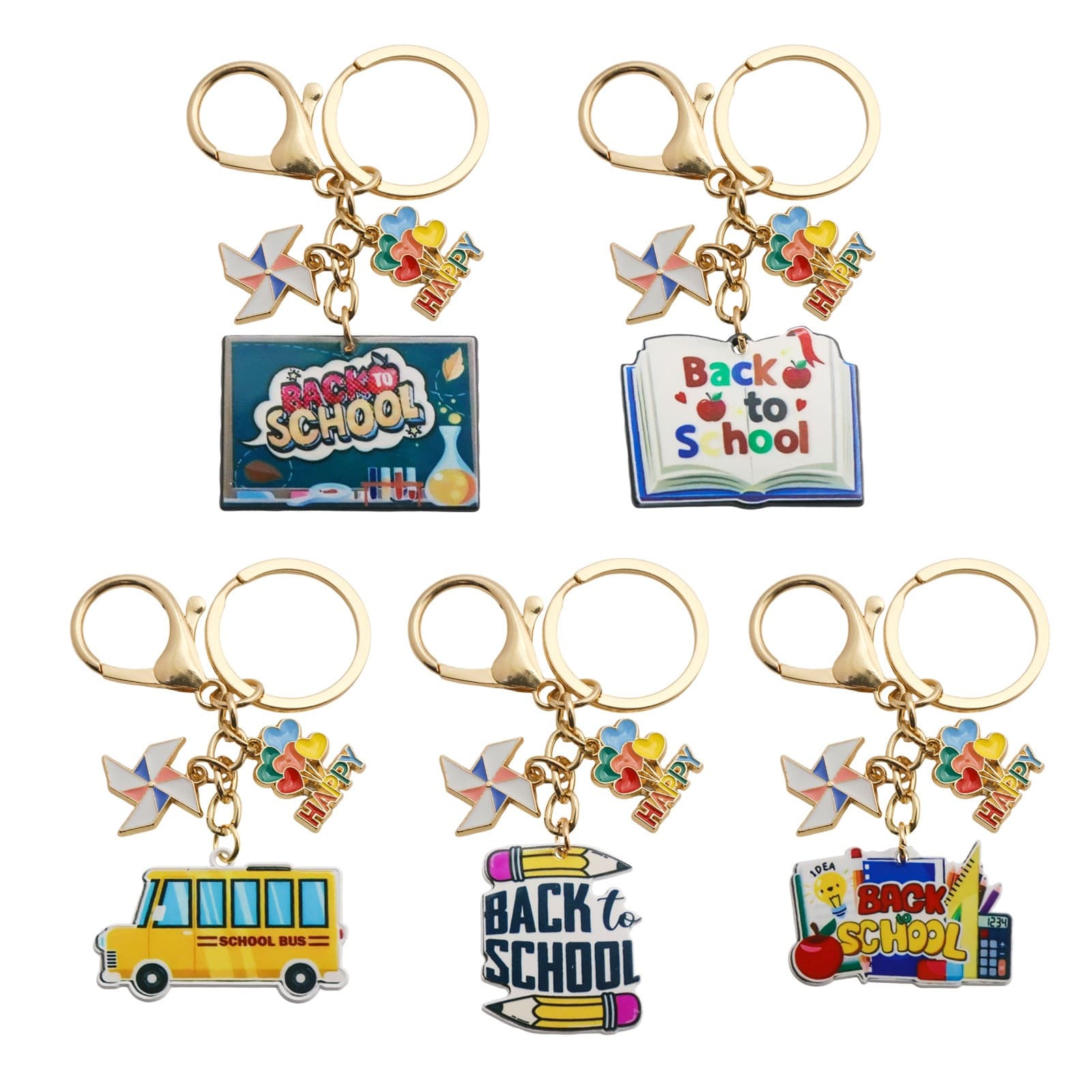 Teacher's Day Pencil Book Windmill Hot Air Balloon Keychain Back-to-School Season Teacher Student Backpack Pendant Keychain