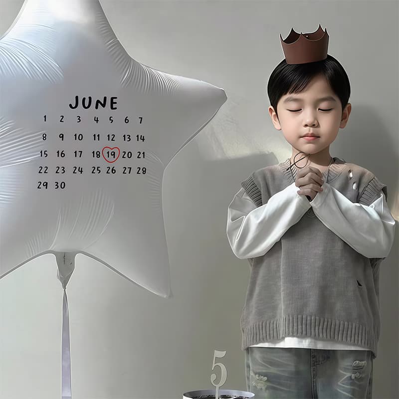 Ins English Calendar Happy Birthday Letter Star Aluminum Film Balloon Birthday Party Photo Decoration Balloon