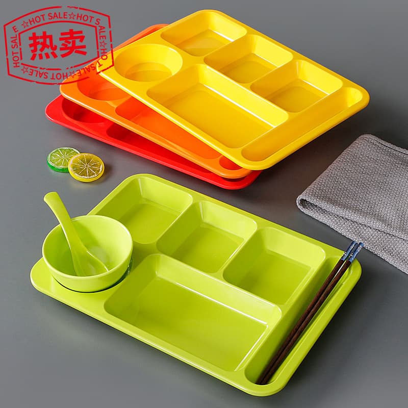 Melamine divided plate melamine porcelain school canteen special fast food plate set restaurant commercial dining plate divided plate wholesale