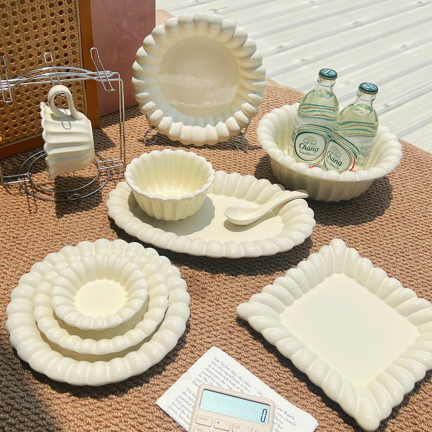 French Ins Cream Style Ceramic Plate Cake Snack Plate Cream Color Home Western Food Plate Pasta Plate