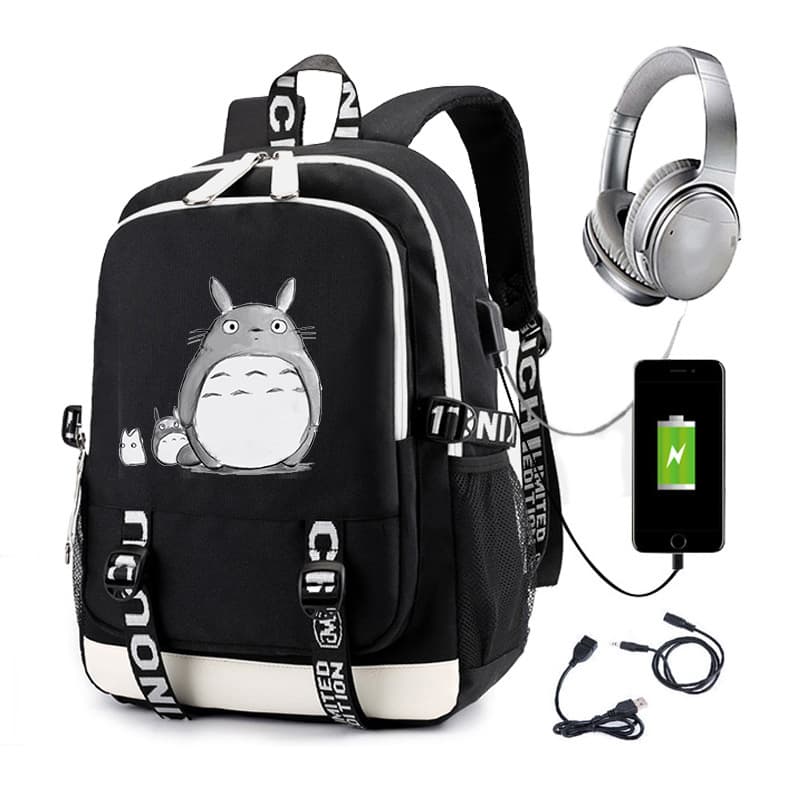 Totoro Backpack Anime Cartoon Pattern Double Shoulder Bag Cute Teen Student Schoolbag Cross-Border Direct Supply