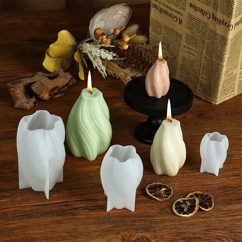 Meiyangyang DIY Spiral Pattern Aromatherapy Candle Silicone Mold Handmade Candle Decoration Pear Shape Fan Shape