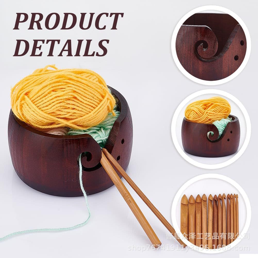 Wooden yarn bowl rack crochet yarn ball bowl yarn storage basket DIY knitting crochet sewing supplies box