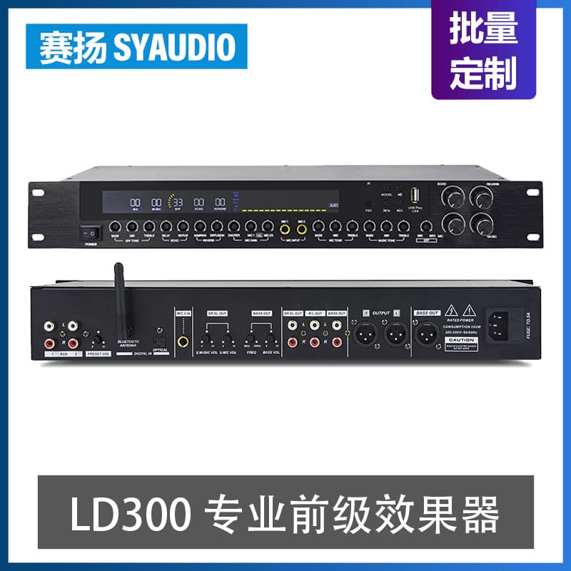 LD300 Professional Preamp Effect with Bluetooth/USB/Optical Home/Conference Karaoke with Spectrum Equalizer Microphone