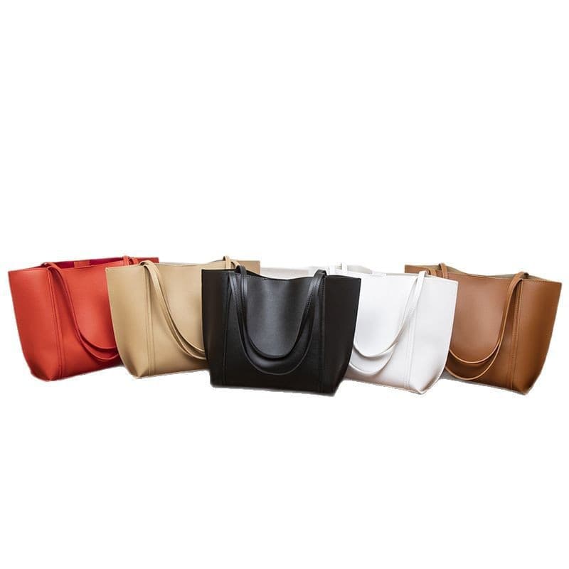 Solid Color Large Capacity Bag Women 2026 New Trendy Fashion Retro Tote Bag Versatile Niche Shoulder Bag with Matching Pouch