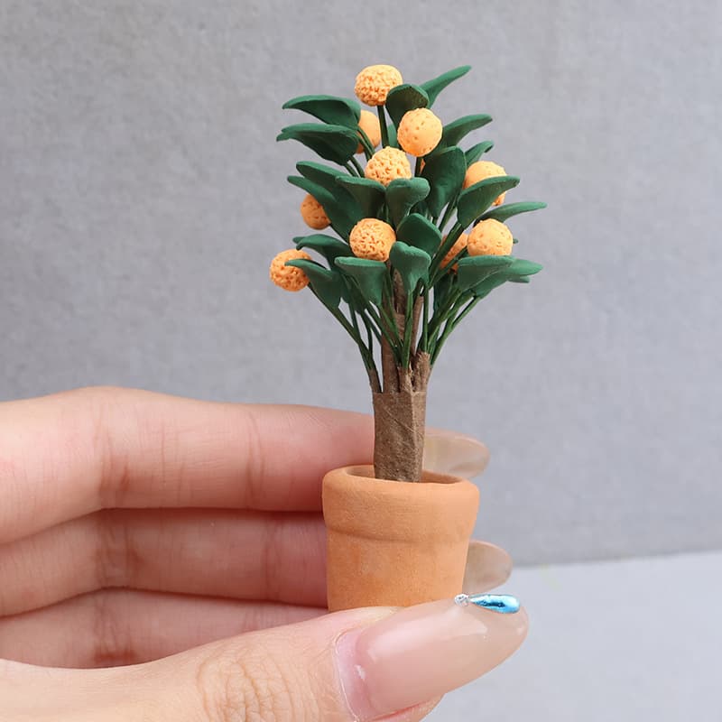 1:12 mini miniature scene orange tree simulated flowers and green plants orange model dollhouse furniture ornaments