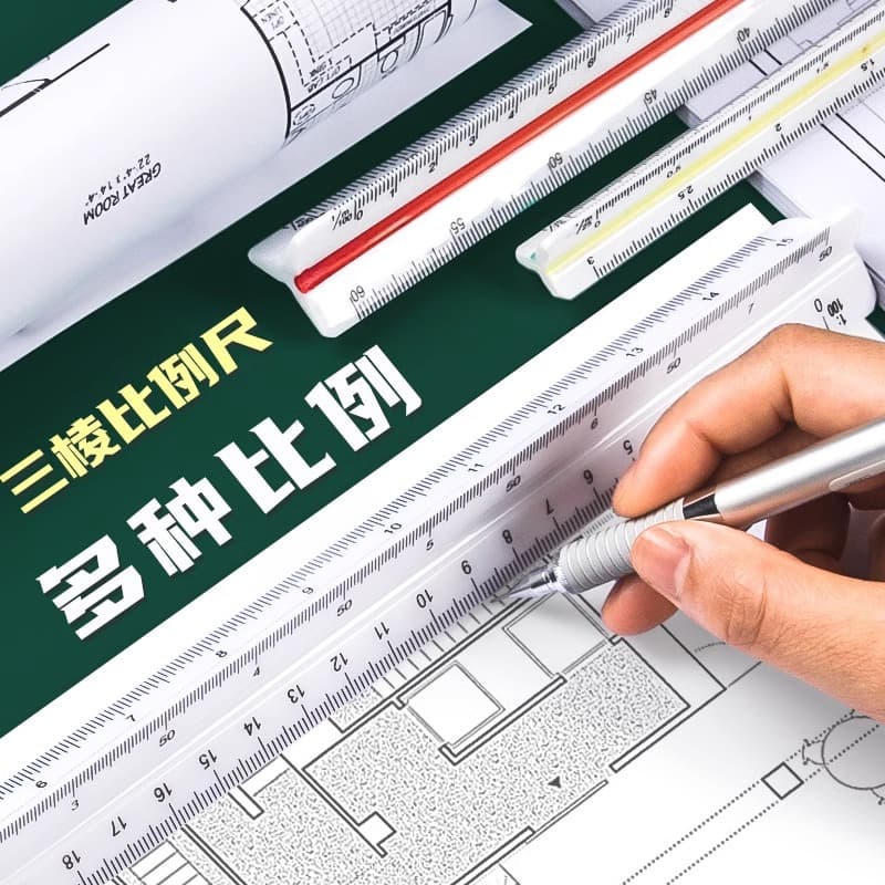 Triangular Scale Ruler for University Engineering, Mechanical, Interior Architecture Design, Clothing Enlargement Measurement, Drafting and Drawing