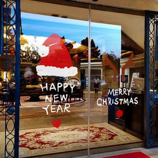 Christmas Decoration Atmosphere Setup Window Stickers Santa Hat Window Decals New Year New Year's Day Window Static Glass Stickers Door Stickers