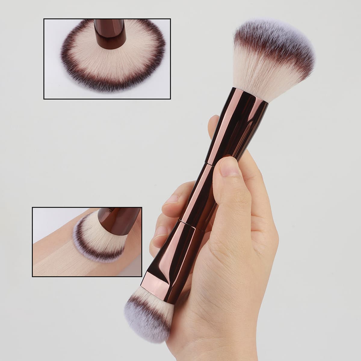 Factory Direct Dual-Ended Makeup Brush Full Aluminum Tube Foundation Brush Powder Brush Contour Brush Multi-Functional Makeup Brush Customizable