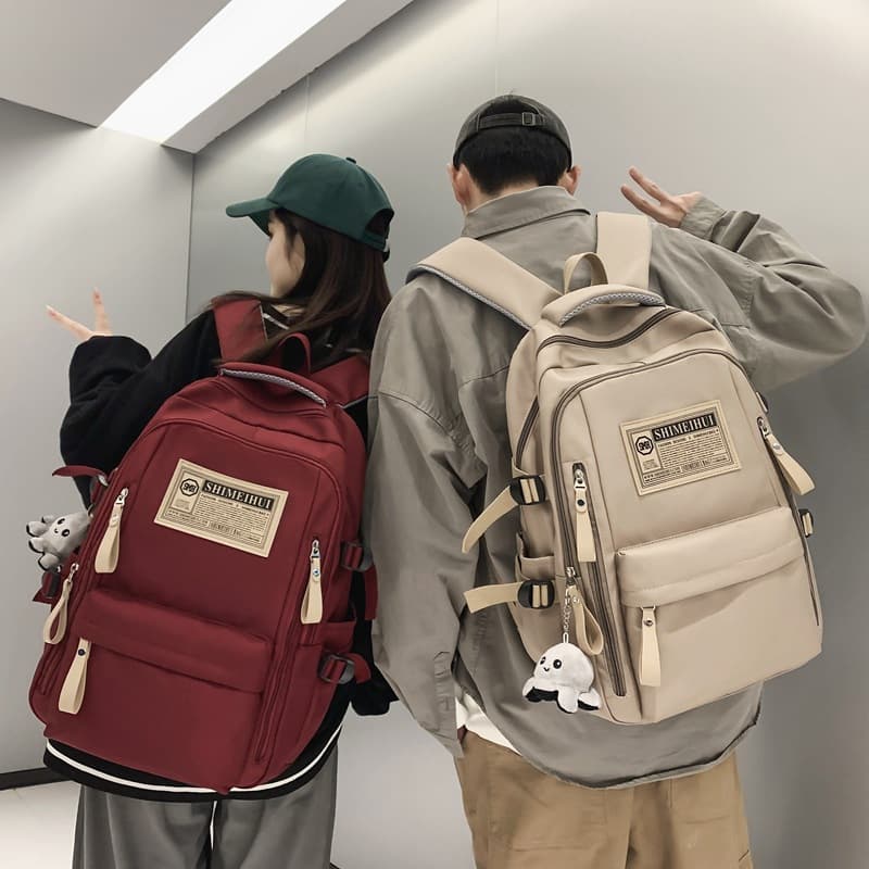 Spring and Summer Simple Travel Elementary School Student Backpack Computer Casual Solid Color Ultra-Light Junior High School Student Large Capacity Schoolbag
