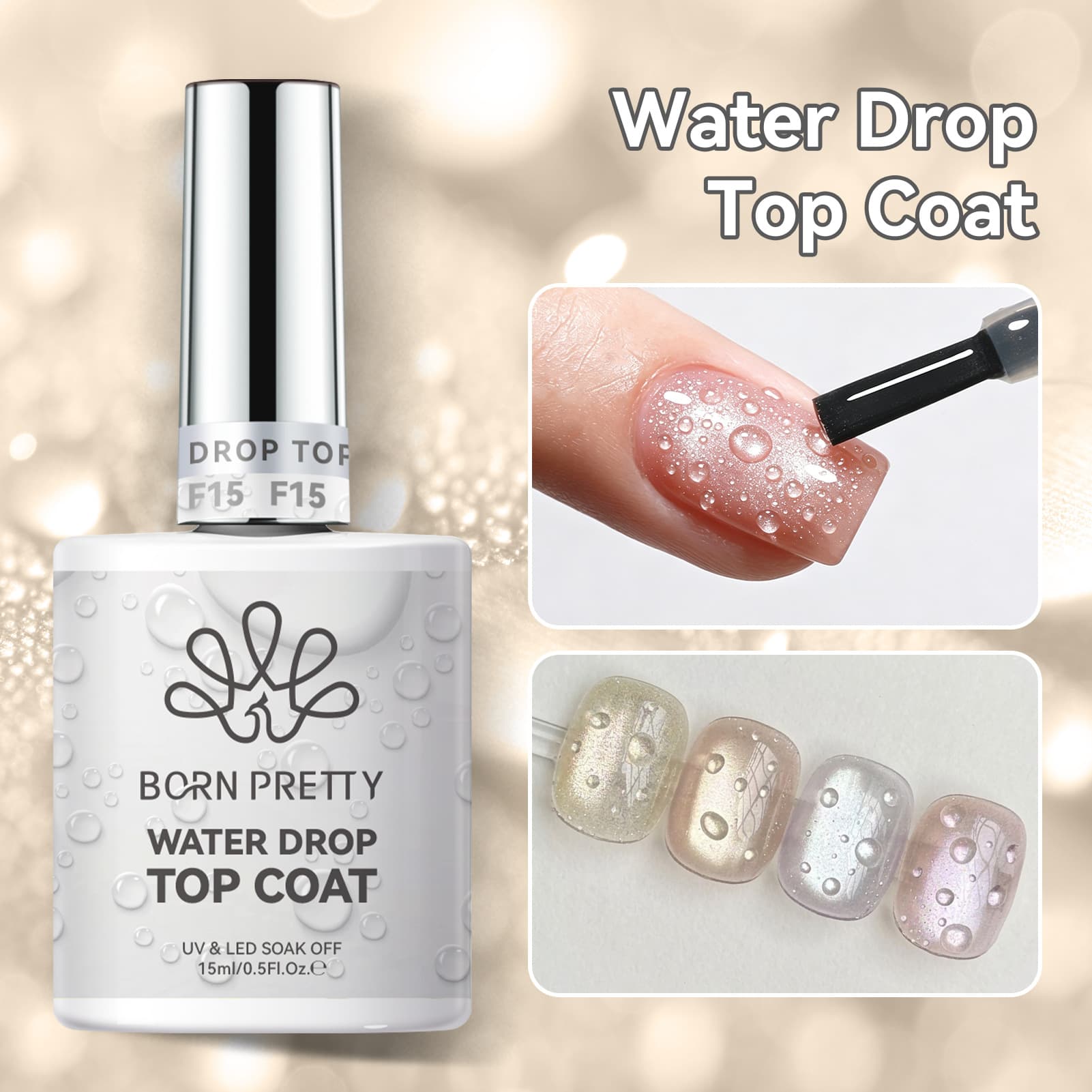 BORN PRETTY Export 15ml Water Drop Top Coat Set 3D Clear Summer Versatile Fruit Gel Polish