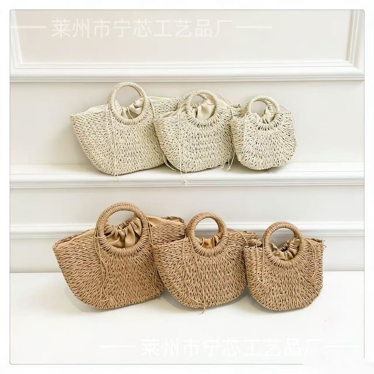 New Half-Moon Handbag Handmade Summer Woven Bag Women's Straw Bag Boho Style