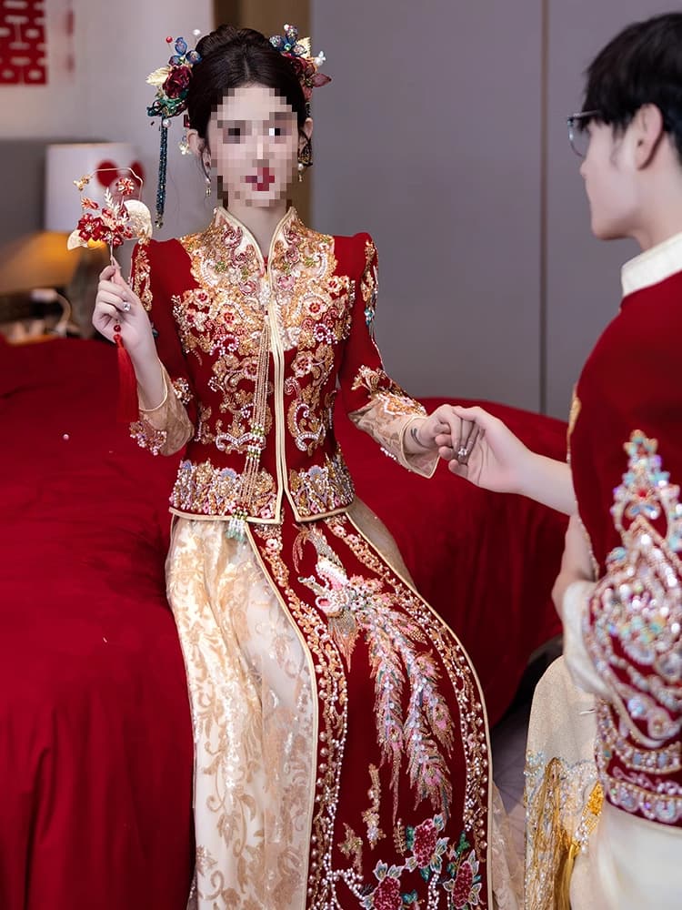 【Huazhi】Luxury Xiuhe Dress, New Summer Style, New Bridal Wedding Gown, Chinese Wedding Attire