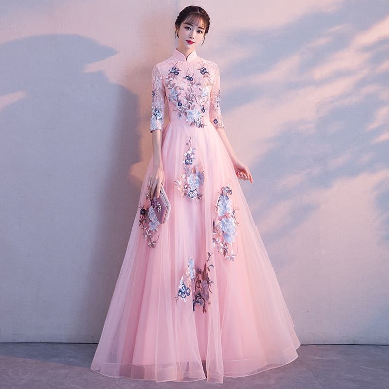 Elegant Evening Gown for Women 2026 New Arrival Banquet Graceful Hostess Celebrity Pink Long Dress Slimming