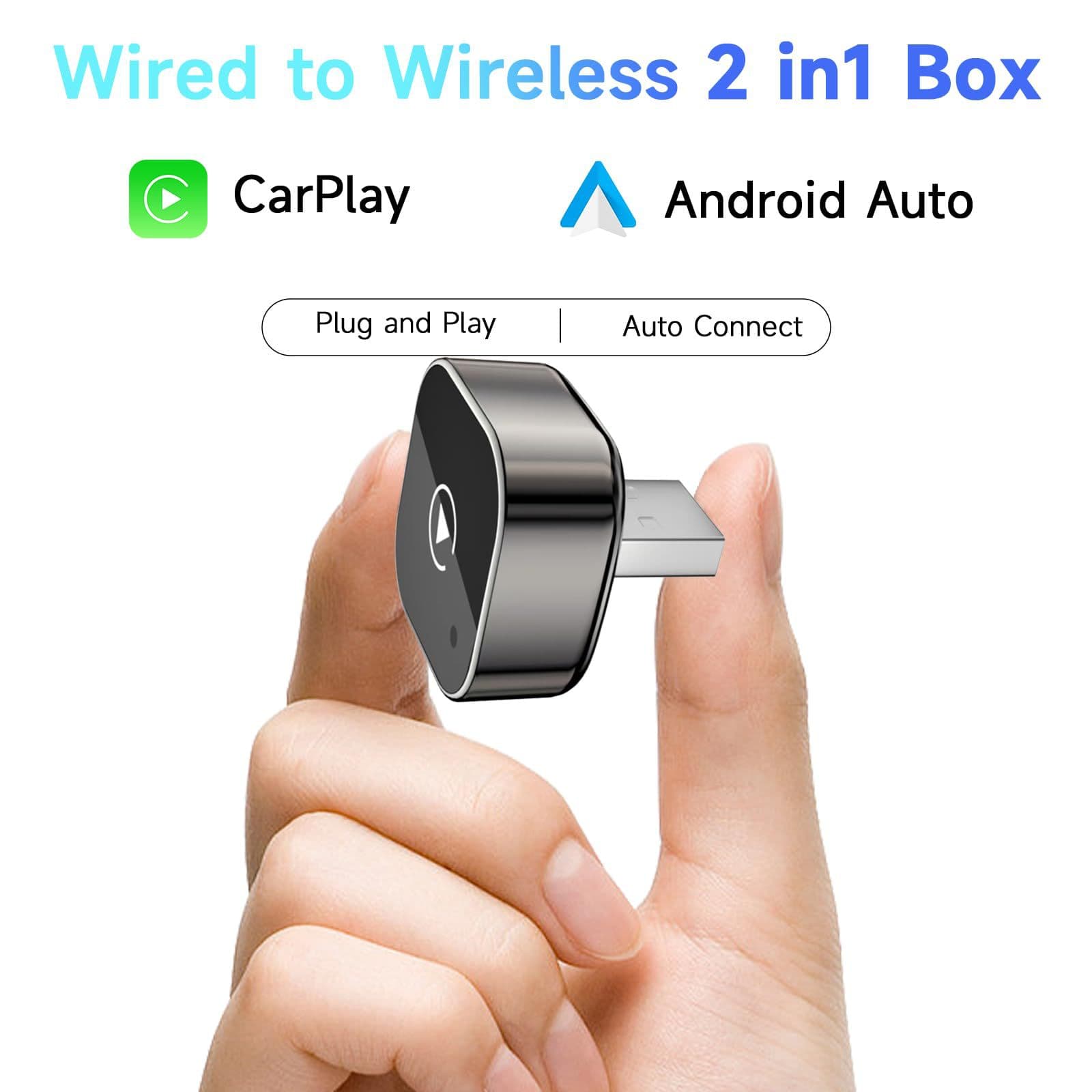 Wireless CarPlay Adapter Box, Wired to Wireless CarPlay Box, Apple & Android Auto 2-in-1