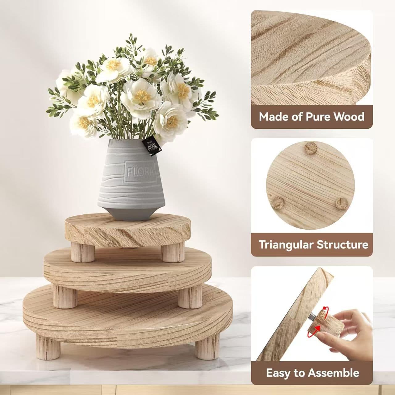 Cross-Border Wooden Base Decor Small Stool Succulent Creative Bathroom Toiletries Scented Candle Stand Wood Base