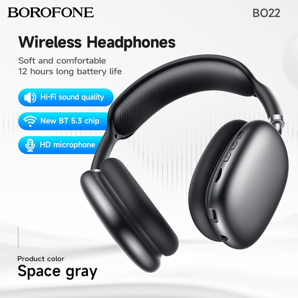 Borofone Bo22 New Bluetooth Overhead Earphones Wireless Sports Earphones Deep Bass Cross-border Wholesale Plastic Material
