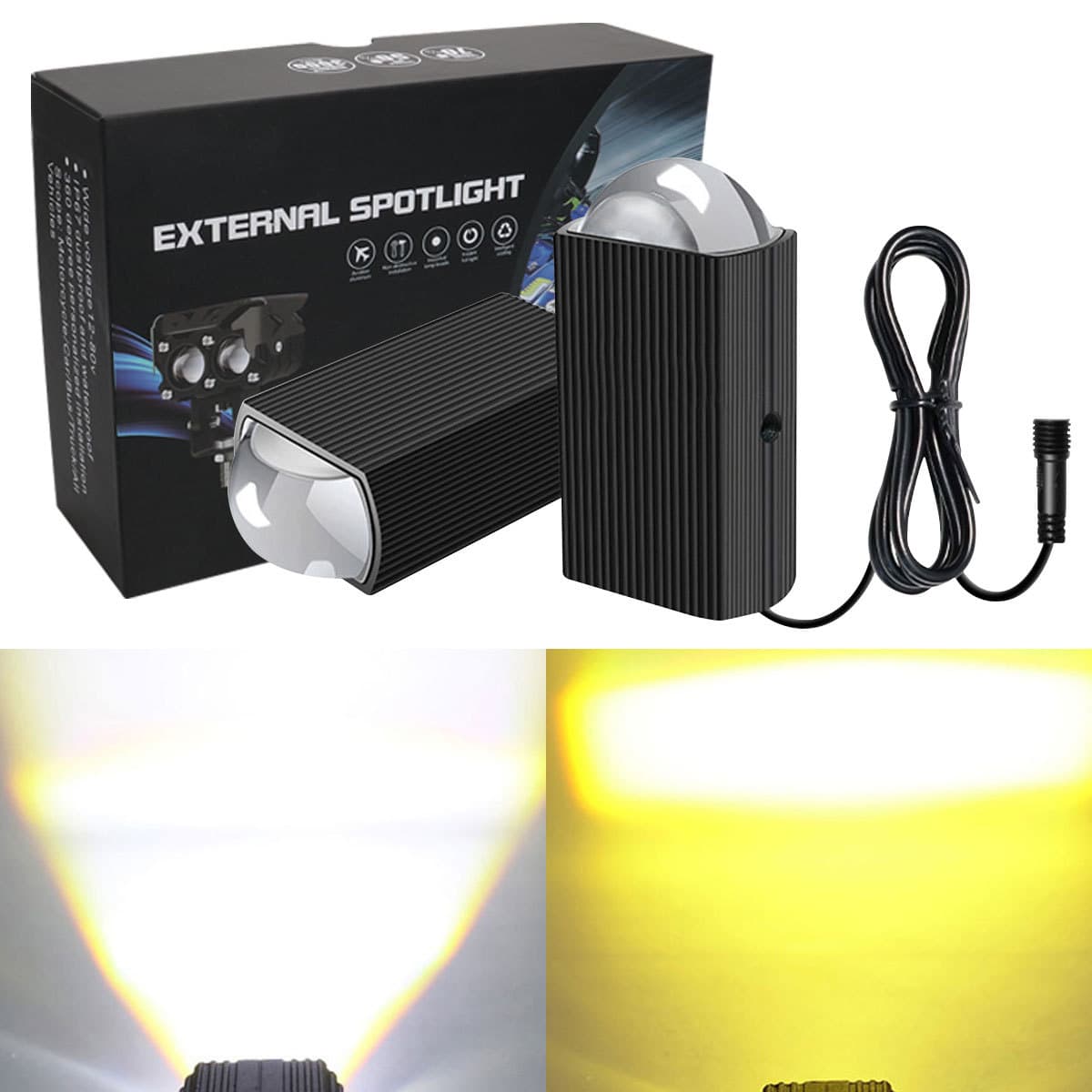 High Brightness LED Car Fog Lights Motorcycle Daytime Running Lights Warning Lights Dual Color White Yellow Grid Lamp