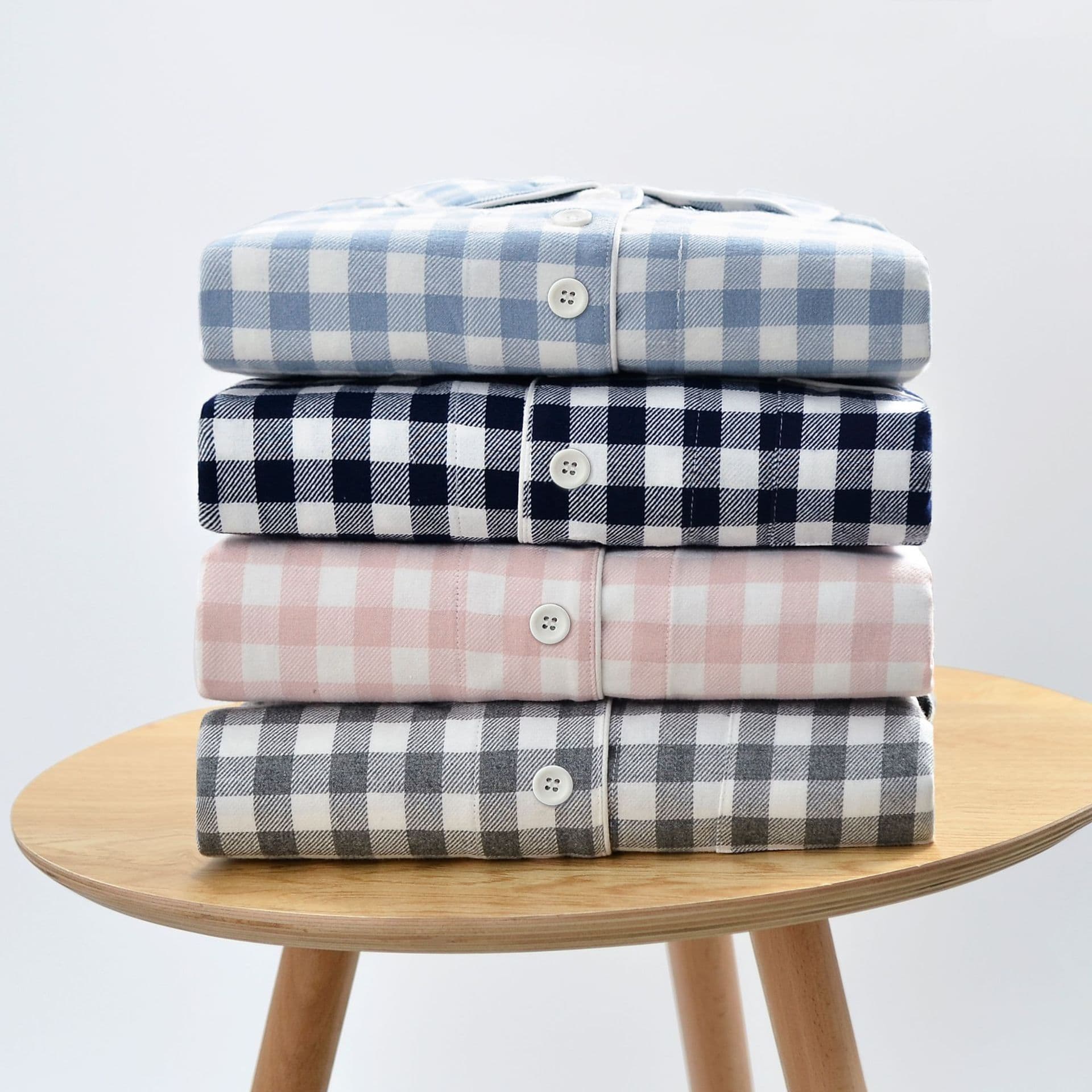 Unbleached Cotton Flannel Pajama Set, No Side Seams, Men's and Women's Loungewear, Live Streaming Hit