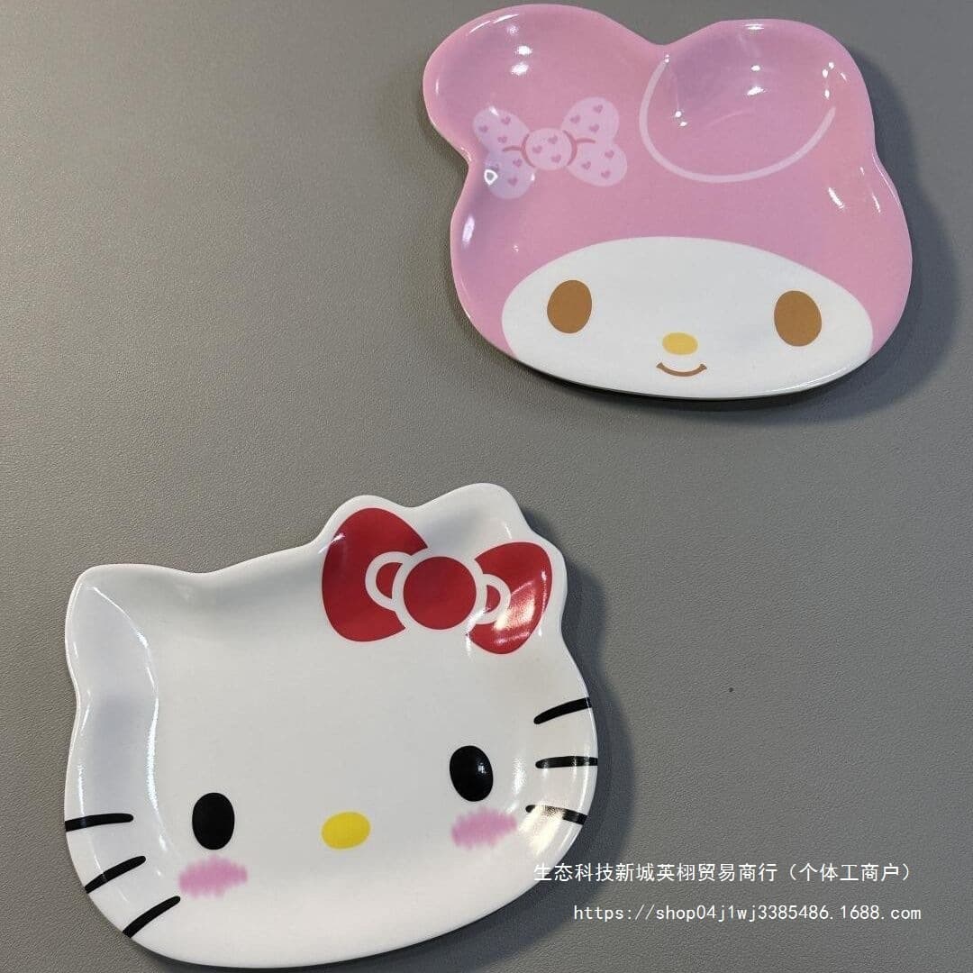 Cute cartoon small plate, adorable Hello Kitty fruit plate, bone plate, snack plate, cake plate, Kitty cat plate, melamine material