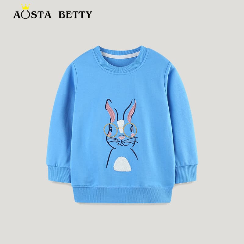European and American style children's clothing long-sleeved sweatshirt autumn new children's sweatshirt cute rabbit embroidered girls sweatshirt on behalf of