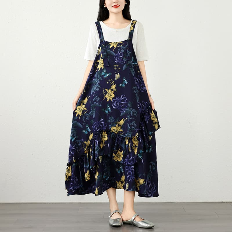 French floral suspender dress summer 2026 new sweet age-reducing holiday style dress