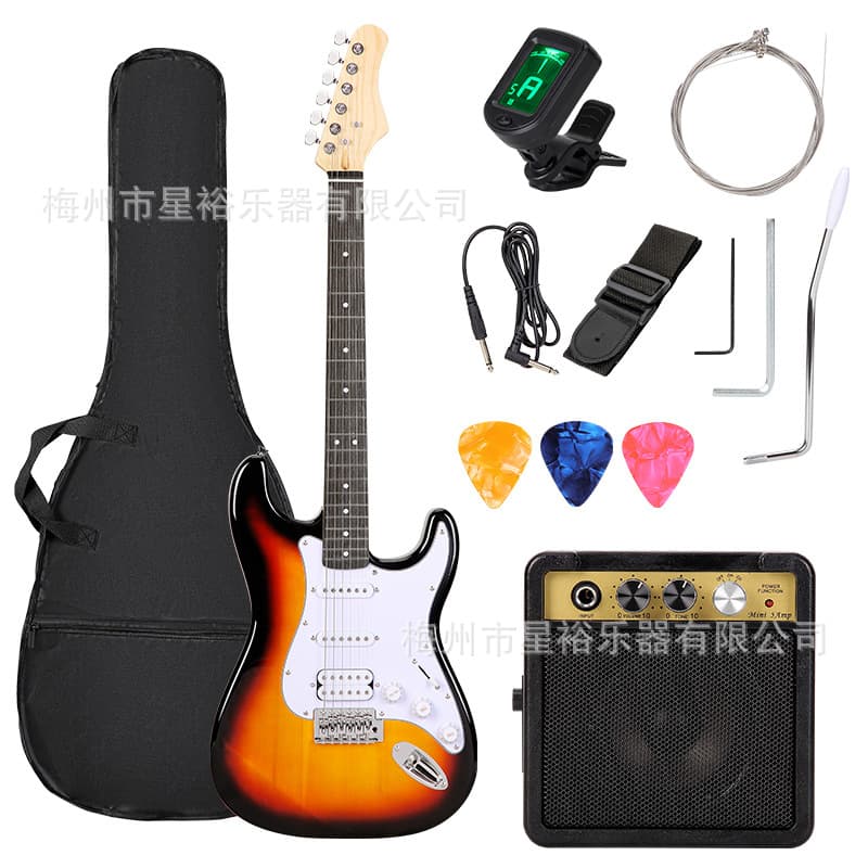 Cross-border Electric Guitar Single Tremolo ST Electric Guitar Classic Model Adult Beginner Entry-Level Electric Guitar Set