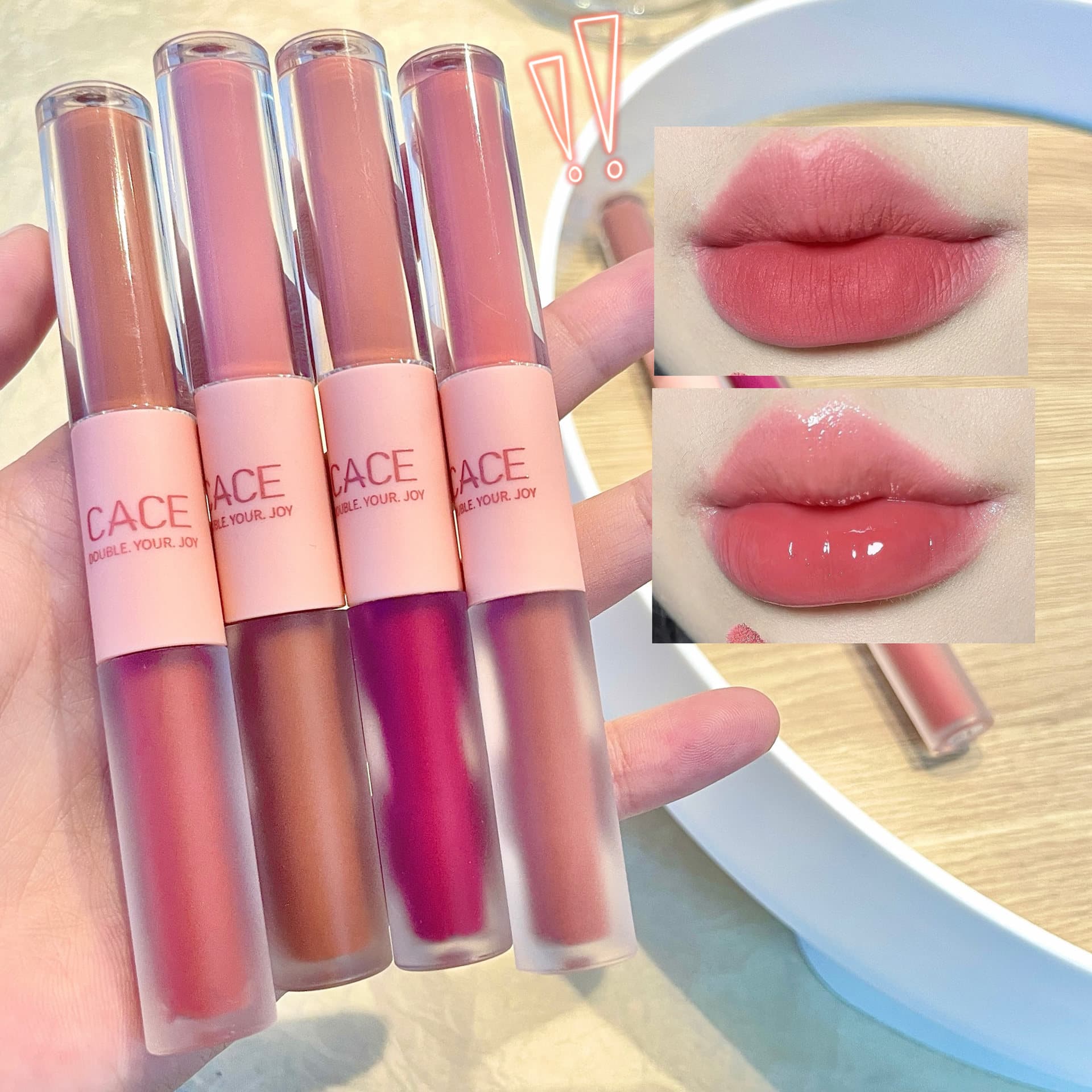 CACE Fun Double-Ended Lip Gloss 6 Colors Available Popular Makeup Affordable Student Lipstick Matte Hot Recommended Factory Wholesale