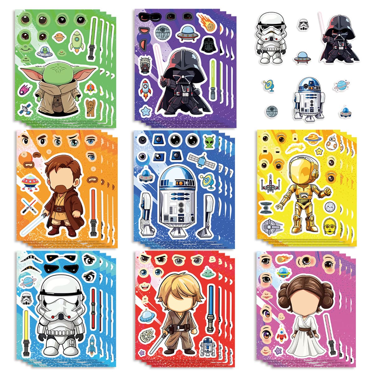 8 Toy Puzzle Stickers Cartoon Make a Face Stickers DIY Waterproof Kids Stickers