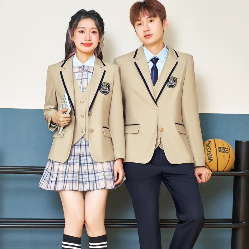 Academic Style Three-Piece Suit for Spring and Autumn, Kindergarten Teacher Uniform JK Style Student Class Outfit School Uniform Set