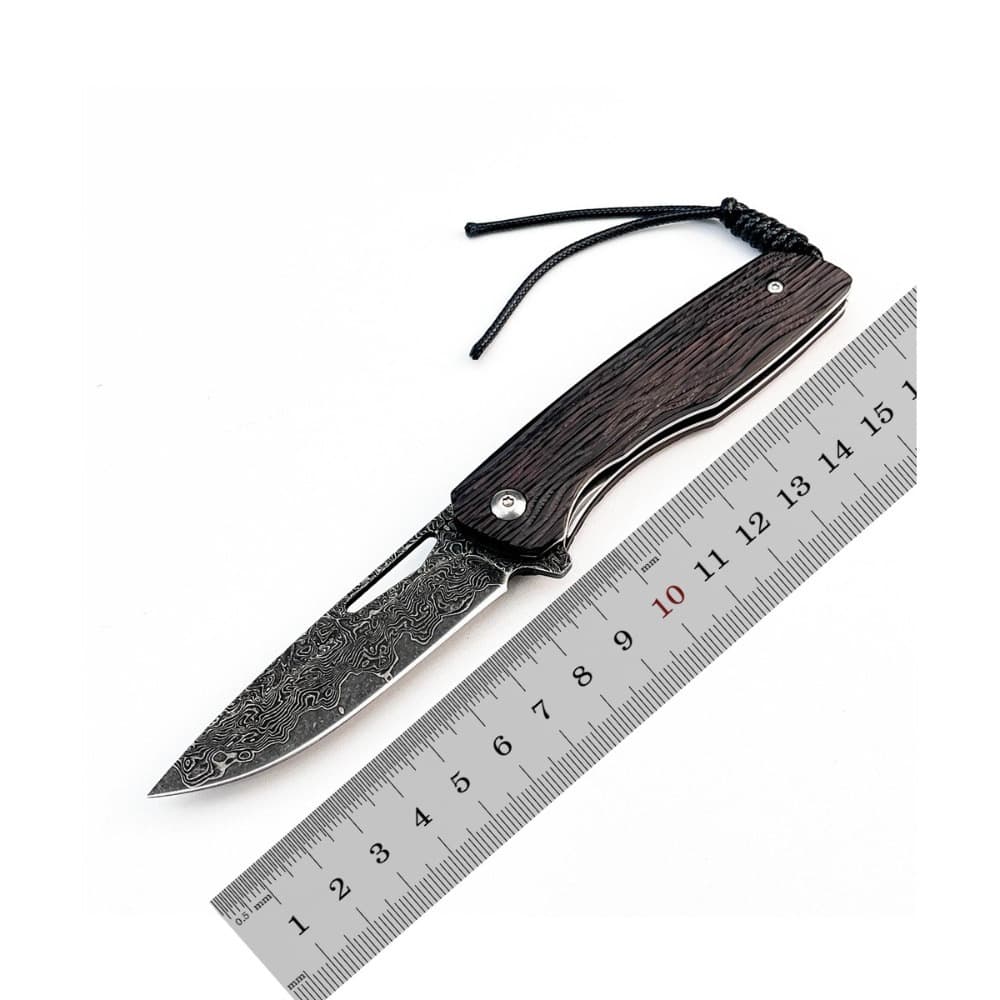 Damascus steel folding knife folding knife outdoor knife rosewood handle small damascus steel outdoor folding knife