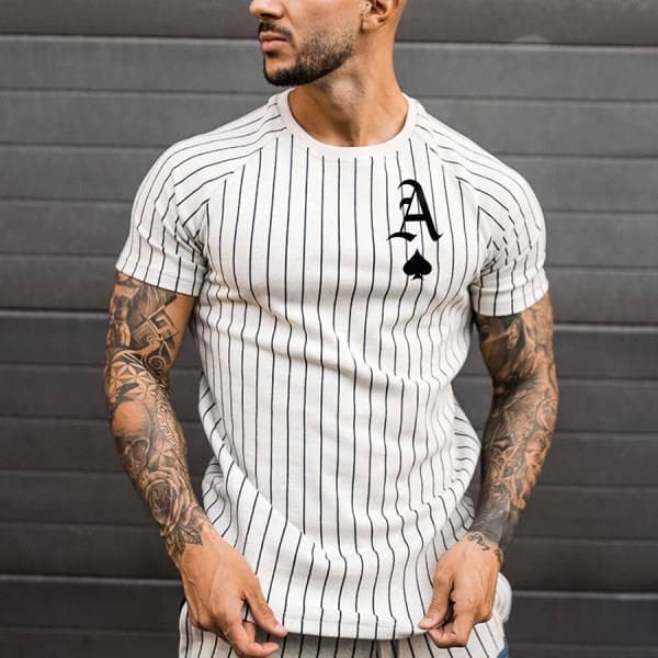 European and American Summer Men's Loose Spades Poker 3D Digital Print T-Shirt, Street Style Trendy Round Neck Short Sleeve