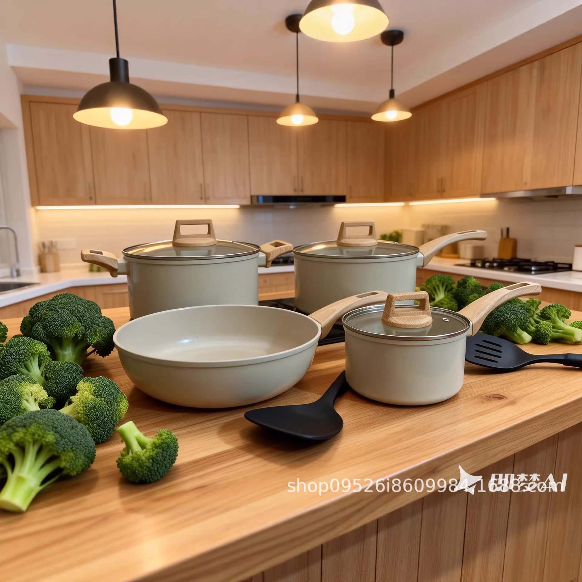 Cross-border detachable handle cookware set, household ceramic non-stick pot, full set of frying pan, soup pot, flat pan wholesale