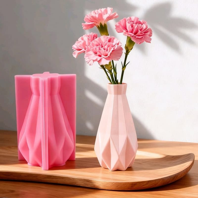 Minimalist Origami Narrow Neck Hollow Vase Silicone Mold DIY Geometric Diamond Gypsum Vase Decoration Home Craft Mold