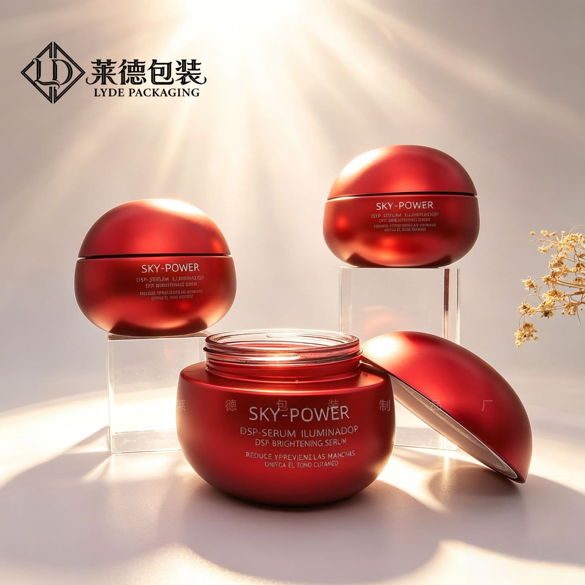 Spot wholesale 100g red cream bottle 50g 30g cosmetic mask bottle eye cream packaging material packaging glass jar