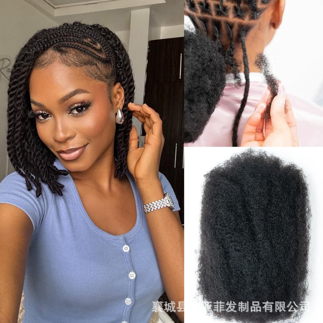8-24 inches Permeable and Dyeable Real Human Hair Afro Kinky Bulk 50g