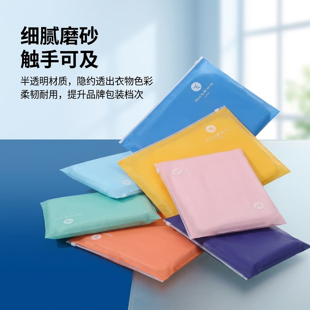 Custom Colorful Garment Zipper Bag PE Double-Sided Frosted Zipper Bag CPE Underwear Socks Clothing Packaging Bag Customized