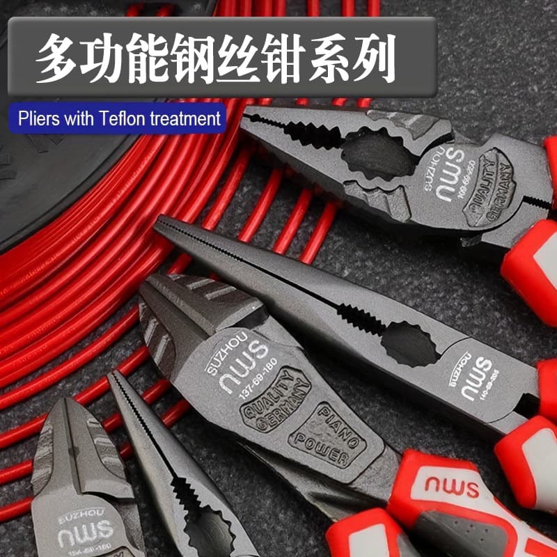 Chrome Vanadium Steel Eccentric Wire Cutters, Needle Nose Pliers, Diagonal Pliers, Large Head Lineman's Pliers, Electrician Pliers, Steel Wire Rope Cutters