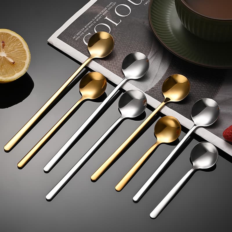 304 Stainless Steel Spoon, Long Handle Coffee Spoon, Small Round Spoon, Bird's Nest Dessert Spoon, Honey Spoon, Mug Stirring Spoon