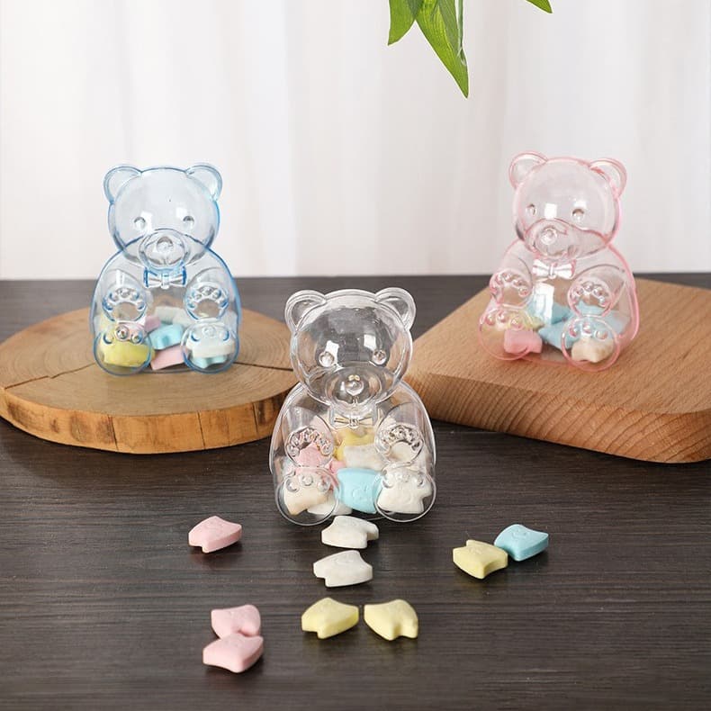 Cute Bear Candy Box Children's Hair Accessory Earring Storage Box Transparent Plastic Box Letter Cookie Packaging Box