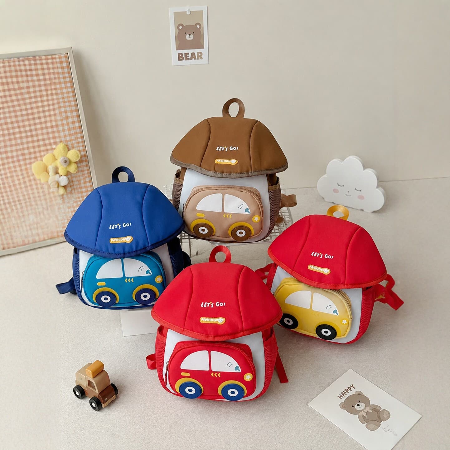 Kids Cartoon Car Backpack 2026 New Style Boys Girls Fashion Lightweight Kindergarten School Bag Travel Backpack