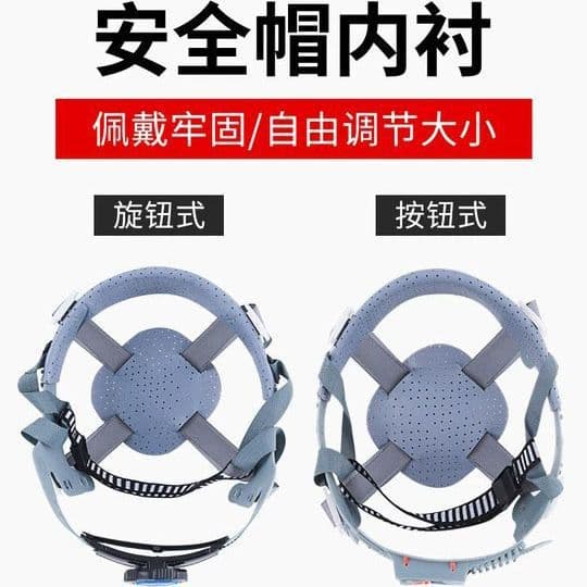 Durable and detachable sweat-absorbing inner lining accessories for safety helmets, universal helmet liners with durable knobs and buttons for construction sites.