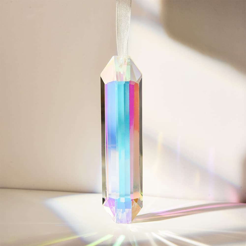 Rainbow-making Crystal Wind Chime Pendant, Hanging Prism Dangle, Crystal Icicle Sun Catcher