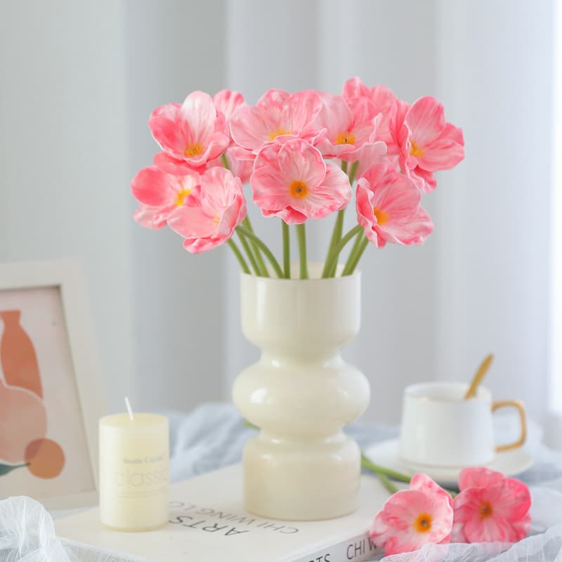 Simulated PU Mini Poppy Artificial Flowers for Home Wedding Decoration, Corn Poppy Artificial Flower Bouquet Wholesale
