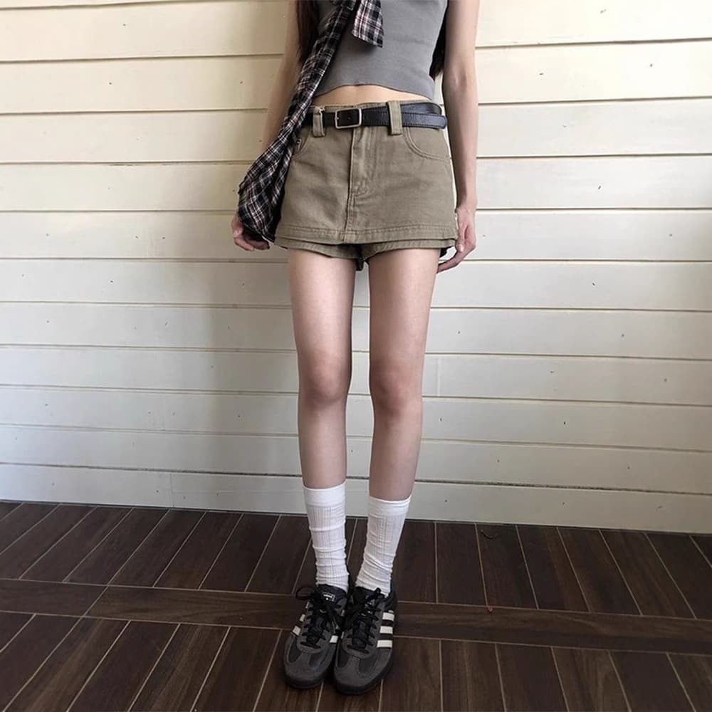 Qiqi Retro Denim Skirt Pants, New Summer Style, Straight Leg, Low Waist, Versatile, Sexy, Slimming Denim Skirt