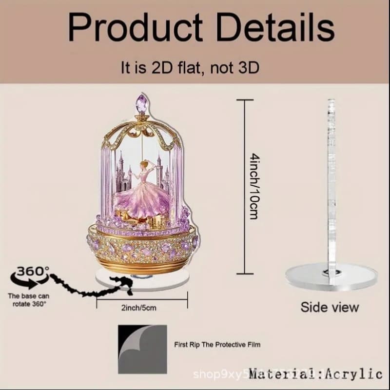 Cross-border popular flat acrylic elegant ballerina carousel music box desktop decoration rotating ornaments