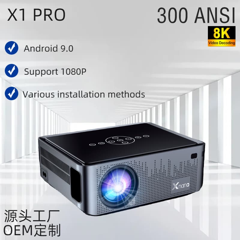 X1 Pro Projector HD 8K Android 9 Projector with Electronic Keystone Correction for Home Use