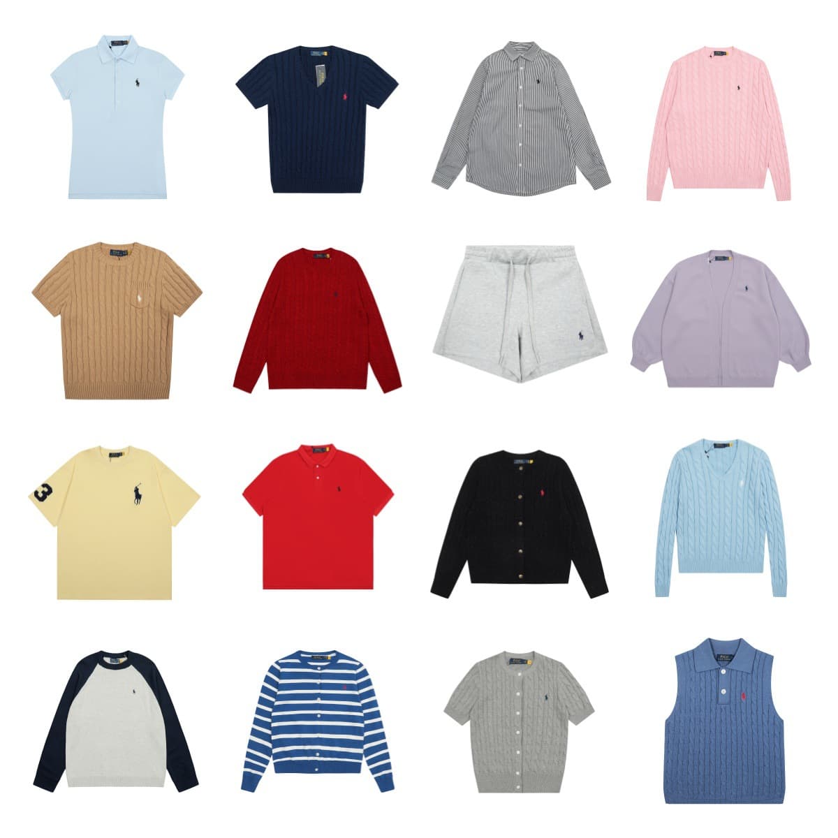 Cross-border New Ralph RL Pony Embroidery Pattern Cable Twist Rope Lazy Style Round Neck Long Sleeve Knit Sweater Top
