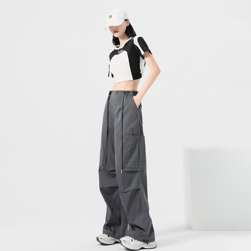 Breathable Cargo Pants for Women, Summer Thin Style, American Trendy Wide-Leg Pants, Loose High-End Versatile Sports Pants, Hot-Selling Women's Pants